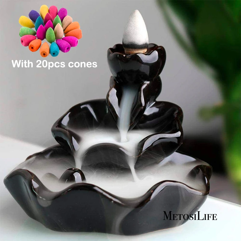Ceramic Backflow Incense Burner Incense Sticks Holder Incense Holder Backflow Censer Home Decorations (Lotus Leaf)
Ceramic Backflow Incense Burner Incense Sticks Holder Incense Holder Backflow Censer Home Decorations (Lotus Leaf)