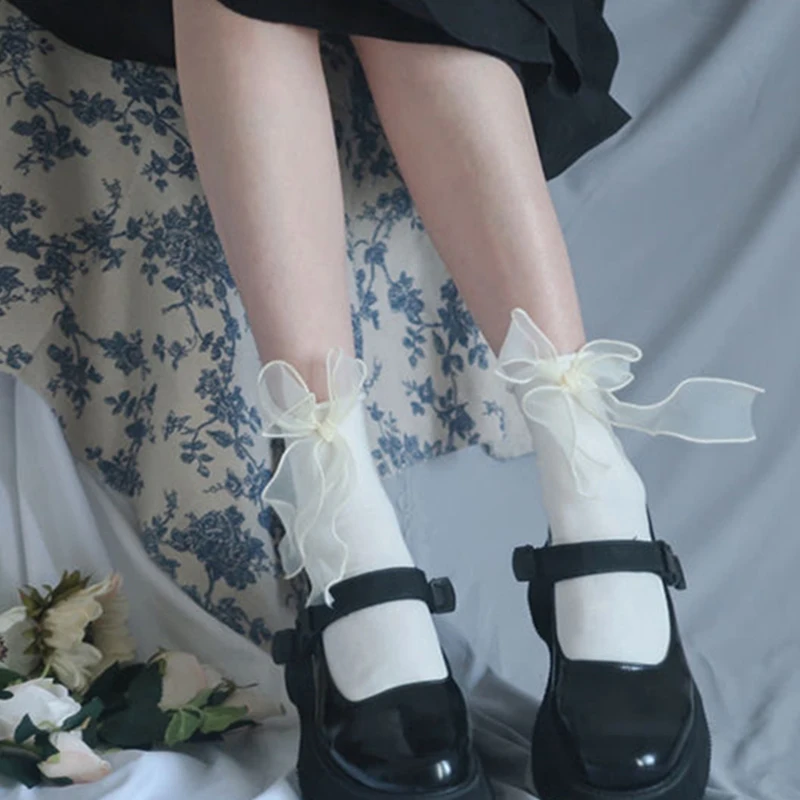 Women Socks Lolita Style Japanese Kawaii Cute Bow Tie Socks Solid White Black Mesh Lace Girls Sweet Harajuku Cotton Long Socks
Women Socks Lolita Style Japanese Kawaii Cute Bow Tie Socks Solid White Black Mesh Lace Girls Sweet Harajuku Cotton Long Socks