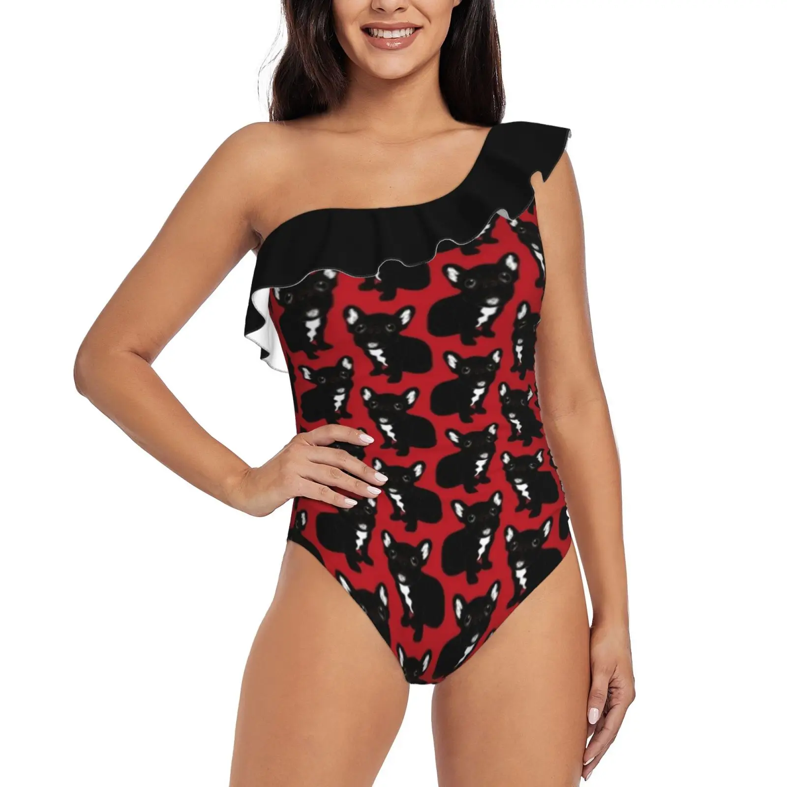 Cute Brindle Frenchie Puppy One Shoulder Ruffle Swimsuits Sexy One Piece Swimsuit Women Swimwear Monokini Brindle Frenchie
Cute Brindle Frenchie Puppy One Shoulder Ruffle Swimsuits Sexy One Piece Swimsuit Women Swimwear Monokini Brindle Frenchie