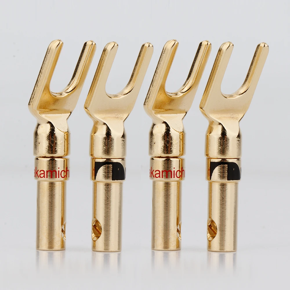 Nakamichi 24k Gold Plated y spade plug fork connector Spade plug Speaker Double Screwing Lock for 4mm wire Speaker Amplifier CD
Nakamichi 24k Gold Plated y spade plug fork connector Spade plug Speaker Double Screwing Lock for 4mm wire Speaker Amplifier CD