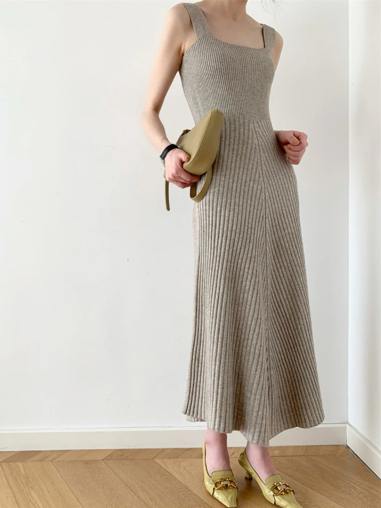 New Slash Neck Wide Straps Waist Skinny Long Knitted Dress Casual Fashion Solid Color Women Robe TANK
New Slash Neck Wide Straps Waist Skinny Long Knitted Dress Casual Fashion Solid Color Women Robe TANK
