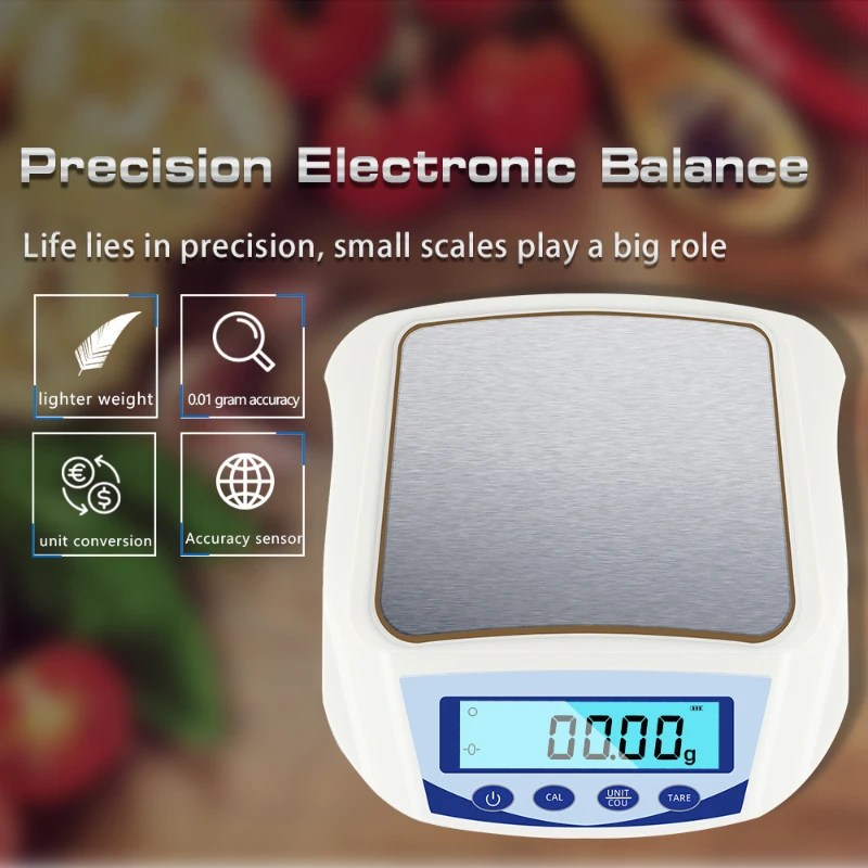 1000g/0.01g Digital Electronic Balance High Precision Laboratory Scale LCD Display Accuracy Jewelry Kitchen Weight EU Plug
1000g/0.01g Digital Electronic Balance High Precision Laboratory Scale LCD Display Accuracy Jewelry Kitchen Weight EU Plug