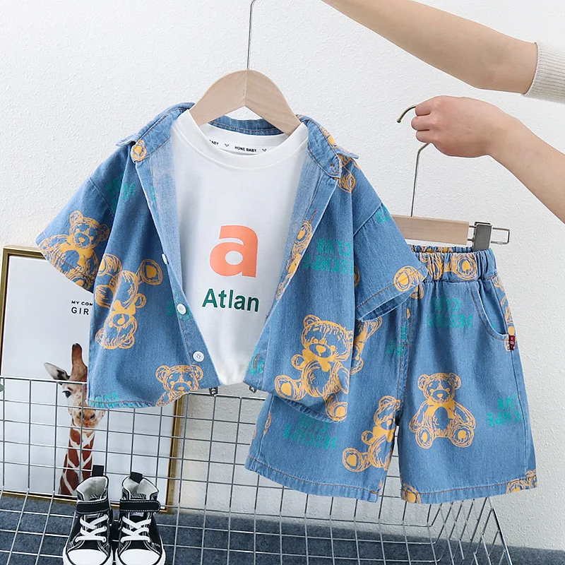 Boys Clothes Sets Spring Autumn Children Fashion Thin Denim Shirts Vest Shorts 3pcs Tracksuits For Baby Boy Sports Suit Outfits
Boys Clothes Sets Spring Autumn Children Fashion Thin Denim Shirts Vest Shorts 3pcs Tracksuits For Baby Boy Sports Suit Outfits