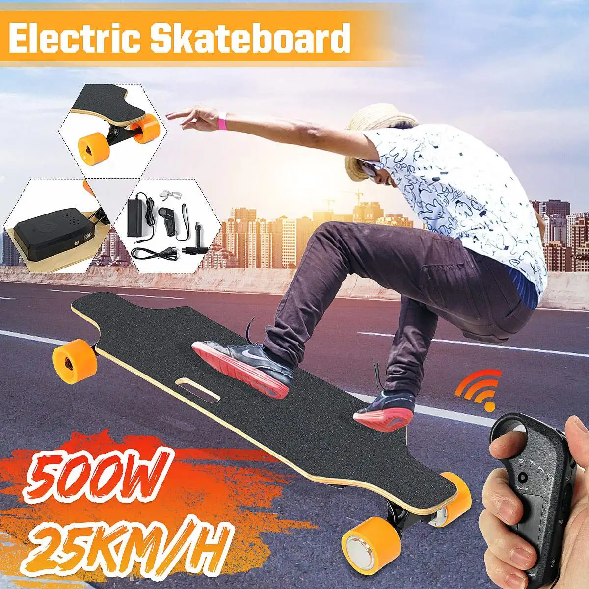 500W 4.4A 25km/h Electric Longboard Motor Wireless with Remote Control Longboard Waterproof Overboard Electirc Motor Skateboard
500W 4.4A 25km/h Electric Longboard Motor Wireless with Remote Control Longboard Waterproof Overboard Electirc Motor Skateboard