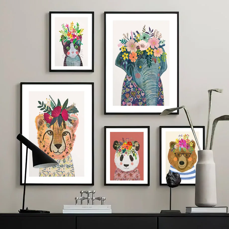 Bear Cat Cheetah Panda Elephant Rabbit Flowers Wall Art Canvas Painting Nordic Posters And Prints Wall Pictures Kids Room Decor
Bear Cat Cheetah Panda Elephant Rabbit Flowers Wall Art Canvas Painting Nordic Posters And Prints Wall Pictures Kids Room Decor