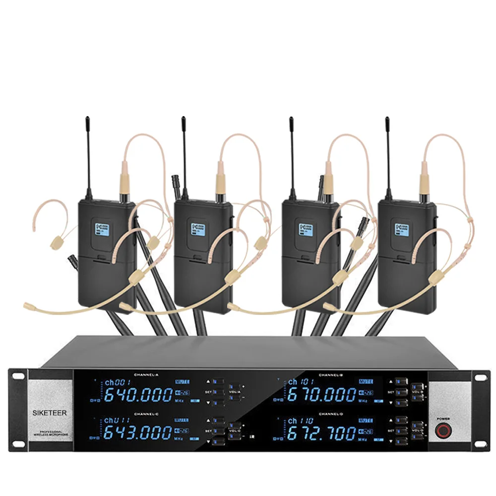 Professional UHF Wireless Microphone System Four Channel True Diversity Headset Microphone Special Stage Microphone Wireless
Professional UHF Wireless Microphone System Four Channel True Diversity Headset Microphone Special Stage Microphone Wireless