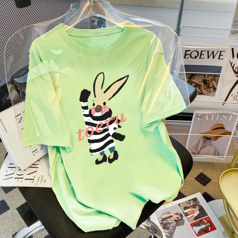 DUNMA Women's T-shirt Summer Harajuku Girls Tops Cotton Oversized Korean Short Sleeve Tshirts Cute Stripe Rabbit Cartoon T Shirt
DUNMA Women's T-shirt Summer Harajuku Girls Tops Cotton Oversized Korean Short Sleeve Tshirts Cute Stripe Rabbit Cartoon T Shirt