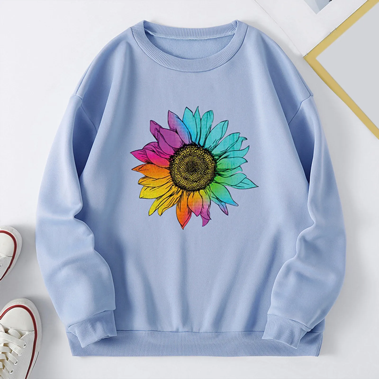 Petite Sweat Tops Women Womens Autumn Winter Round Neck Sun Flower Print Fleece Distressed Pullover Fitted Zip up Sweatshirt
Petite Sweat Tops Women Womens Autumn Winter Round Neck Sun Flower Print Fleece Distressed Pullover Fitted Zip up Sweatshirt