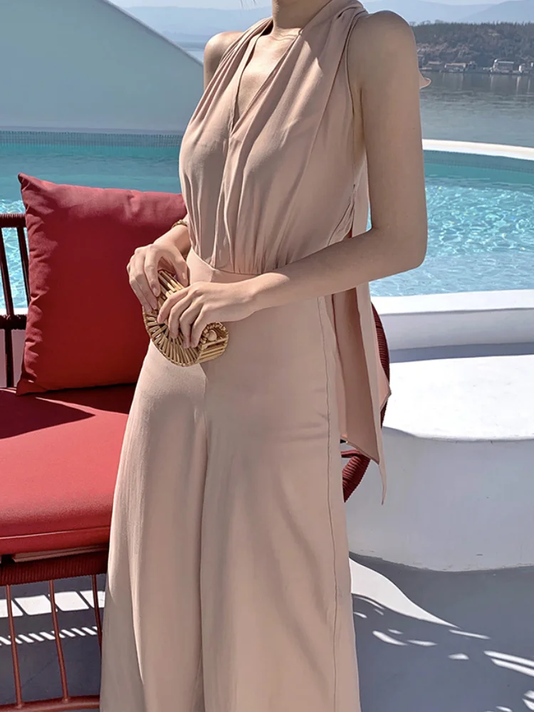 Elegant Women's Summer Sexy Backless Jumpsuit Halter Sleeveless Casual Slim Party Rompers Female Fashion Beach Holiday Office
Elegant Women's Summer Sexy Backless Jumpsuit Halter Sleeveless Casual Slim Party Rompers Female Fashion Beach Holiday Office
