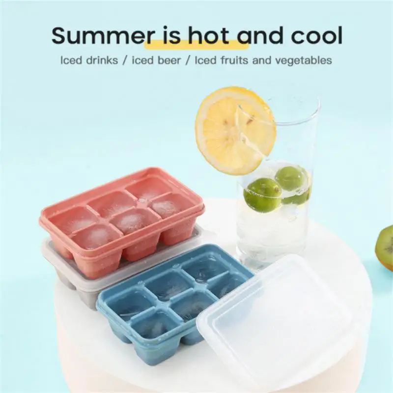 

6 Grids Ice Tray Mold Food Grade Soft Silicone Ice Cube Mould Ice Cream Ice Blocks Makers DIY Homemade Cold Drink Kitchen Tools