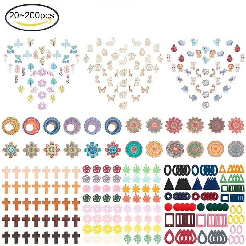 20-200PCS Wood Cross Mixed Shapes Fan Flower Animal Plant Pendants Mixed Color for Party Favors Necklace Jewelry Making DIY
20-200PCS Wood Cross Mixed Shapes Fan Flower Animal Plant Pendants Mixed Color for Party Favors Necklace Jewelry Making DIY