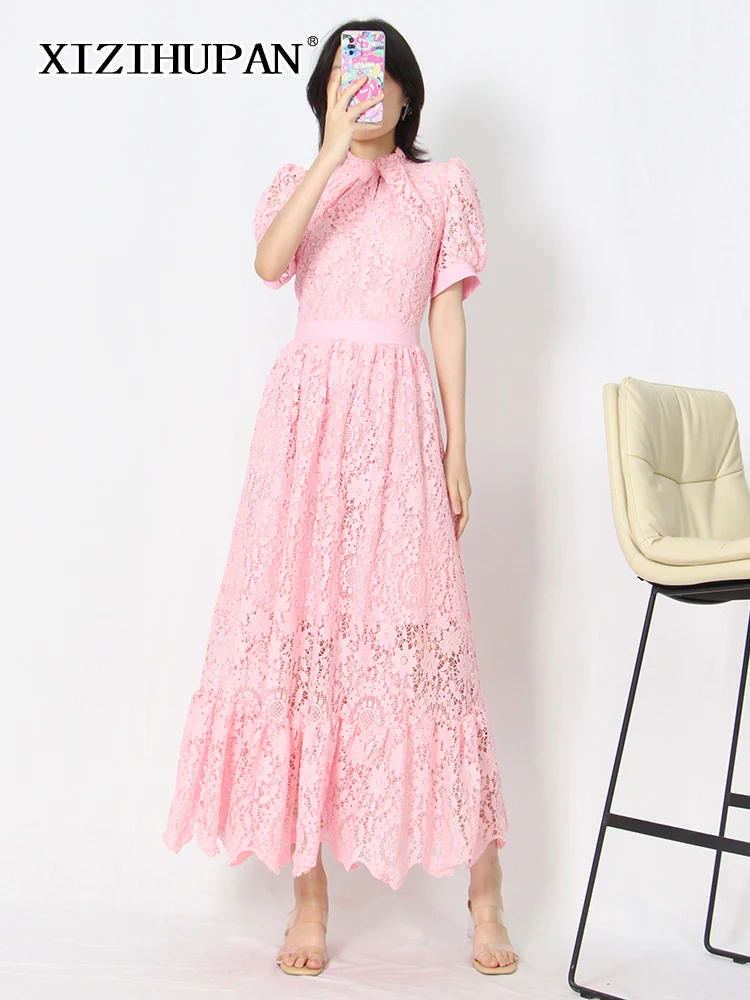 XIZIHUPAN Vintage Lace Panel Long Women's Dress Round Neck Short Sleeve High Waist Casual Solid Dresses Female Fashion Clothing
XIZIHUPAN Vintage Lace Panel Long Women's Dress Round Neck Short Sleeve High Waist Casual Solid Dresses Female Fashion Clothing