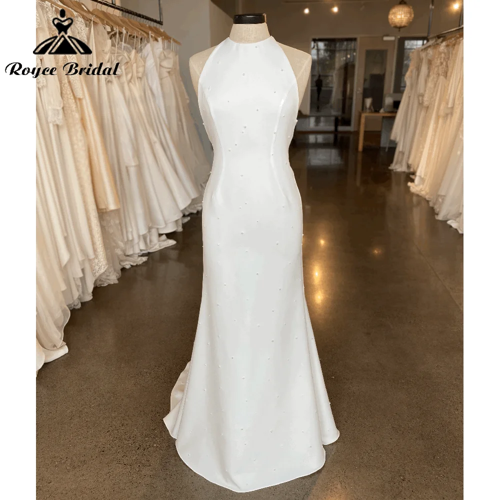 

Женское атласное свадебное платье It's yiiya, белое платье с лямкой на шее, бантом на спине и юбкой годе на лето 2019