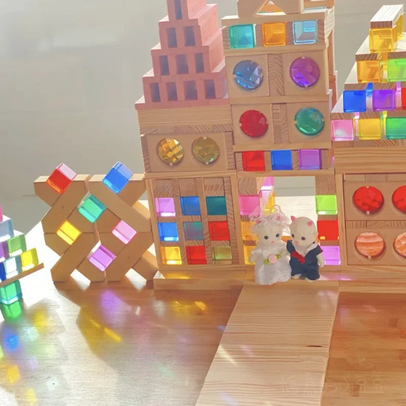 

Акриловый прозрачный кубик драгоценных камней, радужные сенсорные игрушки, сборка обучающих блоков-пазлов