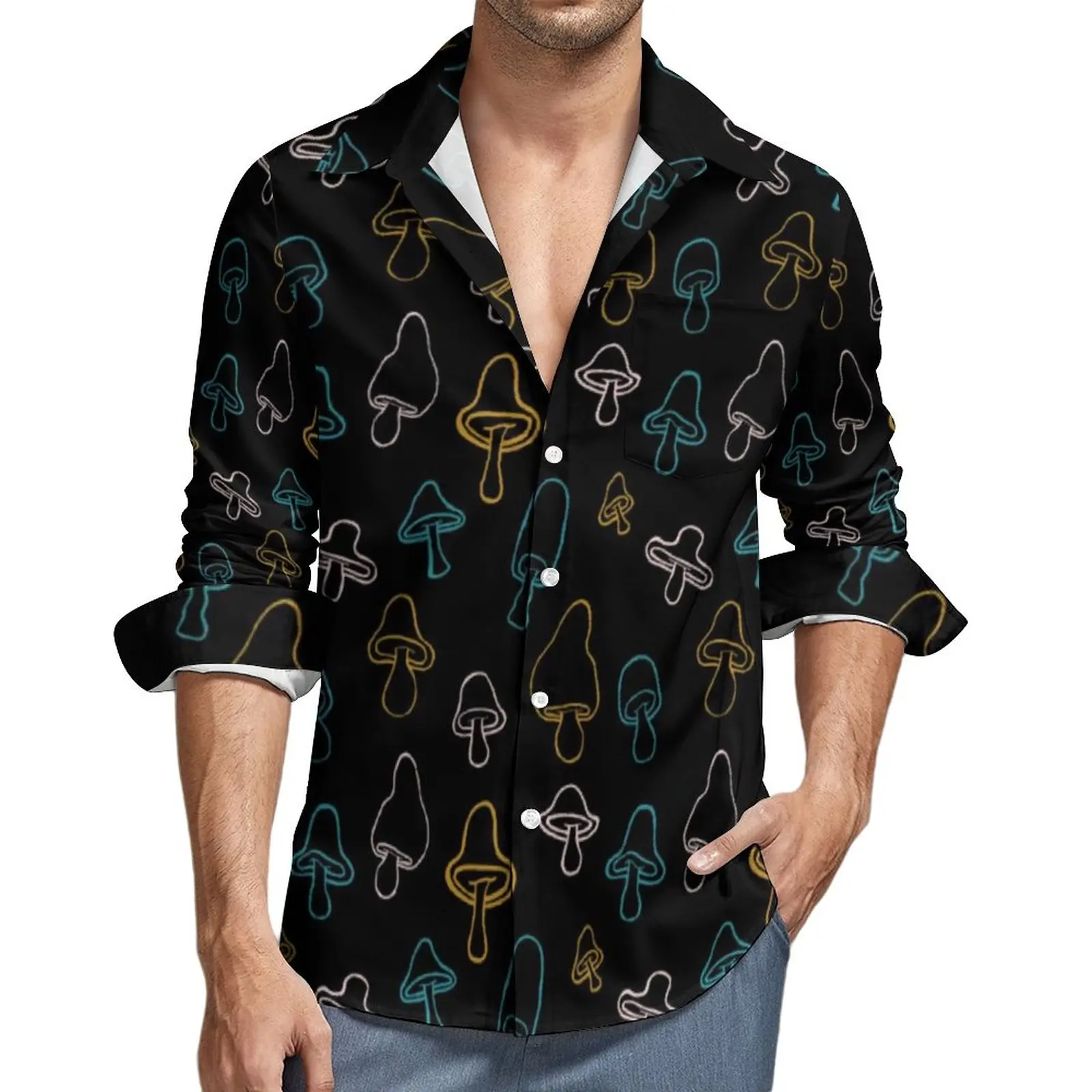 Colorful Mushroom Shirt Men Neon Mushrooms Print Casual Shirts Spring Streetwear Blouses Long Sleeve Vintage Oversize Clothing
Colorful Mushroom Shirt Men Neon Mushrooms Print Casual Shirts Spring Streetwear Blouses Long Sleeve Vintage Oversize Clothing