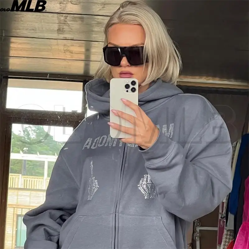 Zip-up dark grey Harajuku grunge hoodie Streetwear Coat rhinestones Skeleton y2k clothes Women Hip Hop Hoodie Jacket Female Goth
Zip-up dark grey Harajuku grunge hoodie Streetwear Coat rhinestones Skeleton y2k clothes Women Hip Hop Hoodie Jacket Female Goth
