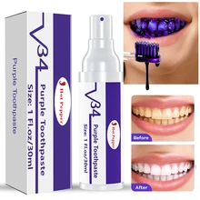 Teeth Whitening Purple Toothpaste V34 Colour Mousse Dental Care For Teeth White Brightening Tooth Care Reduce Yellowing SmileKit
