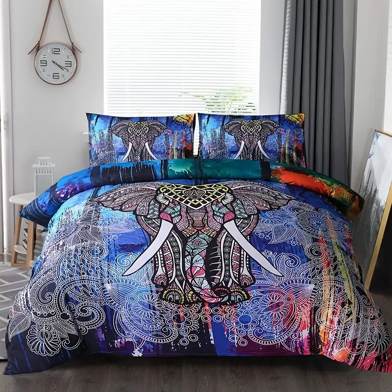 HMTX 3pcs Bohemian Elephant Duvet Cover Set (1 Duvet Cover + 2 Pillowcase), Microfiber Print Bedding, Soft Blanket For Bedroom
HMTX 3pcs Bohemian Elephant Duvet Cover Set (1 Duvet Cover + 2 Pillowcase), Microfiber Print Bedding, Soft Blanket For Bedroom