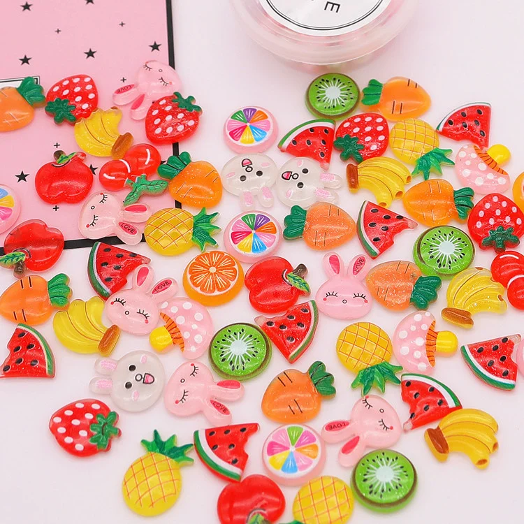 100pcs/bag Resin Jewelry Accessories Blessing Bag Children's Hairpin Hair Ring Mobile Phone Case Material Cartoon Fruit
100pcs/bag Resin Jewelry Accessories Blessing Bag Children's Hairpin Hair Ring Mobile Phone Case Material Cartoon Fruit