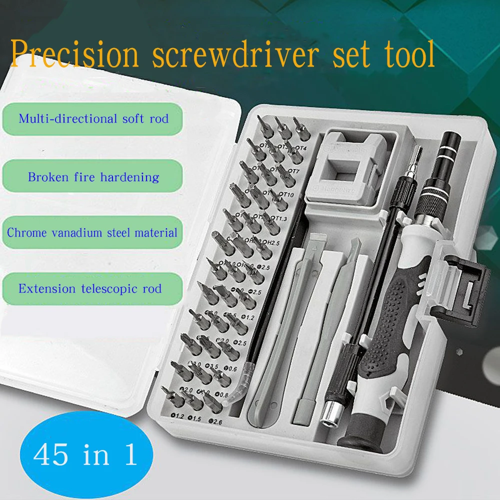 Small Maintenance Kit, 45 in 1 Magnetic notebook screwdriver kit, precision screwdriver kit, screwdriver kit with housing
Small Maintenance Kit, 45 in 1 Magnetic notebook screwdriver kit, precision screwdriver kit, screwdriver kit with housing