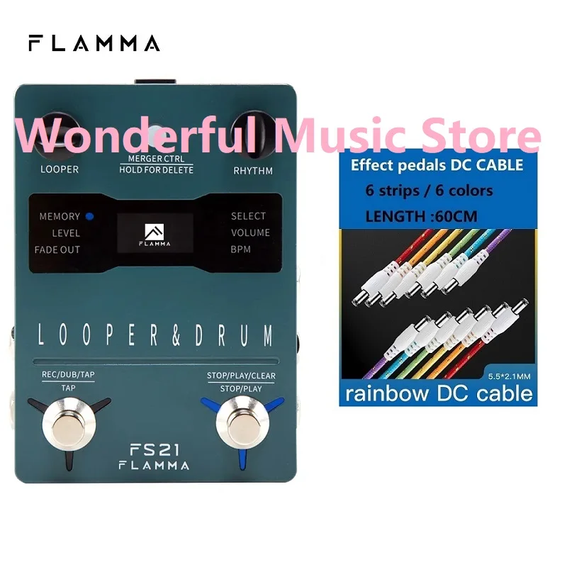 FLAMMA FS21 and DC lines Drum Machine Looper Guitar Pedal 160 Minutes Looper 100 Drum Grooves Support Editing with LED Screen
FLAMMA FS21 and DC lines Drum Machine Looper Guitar Pedal 160 Minutes Looper 100 Drum Grooves Support Editing with LED Screen