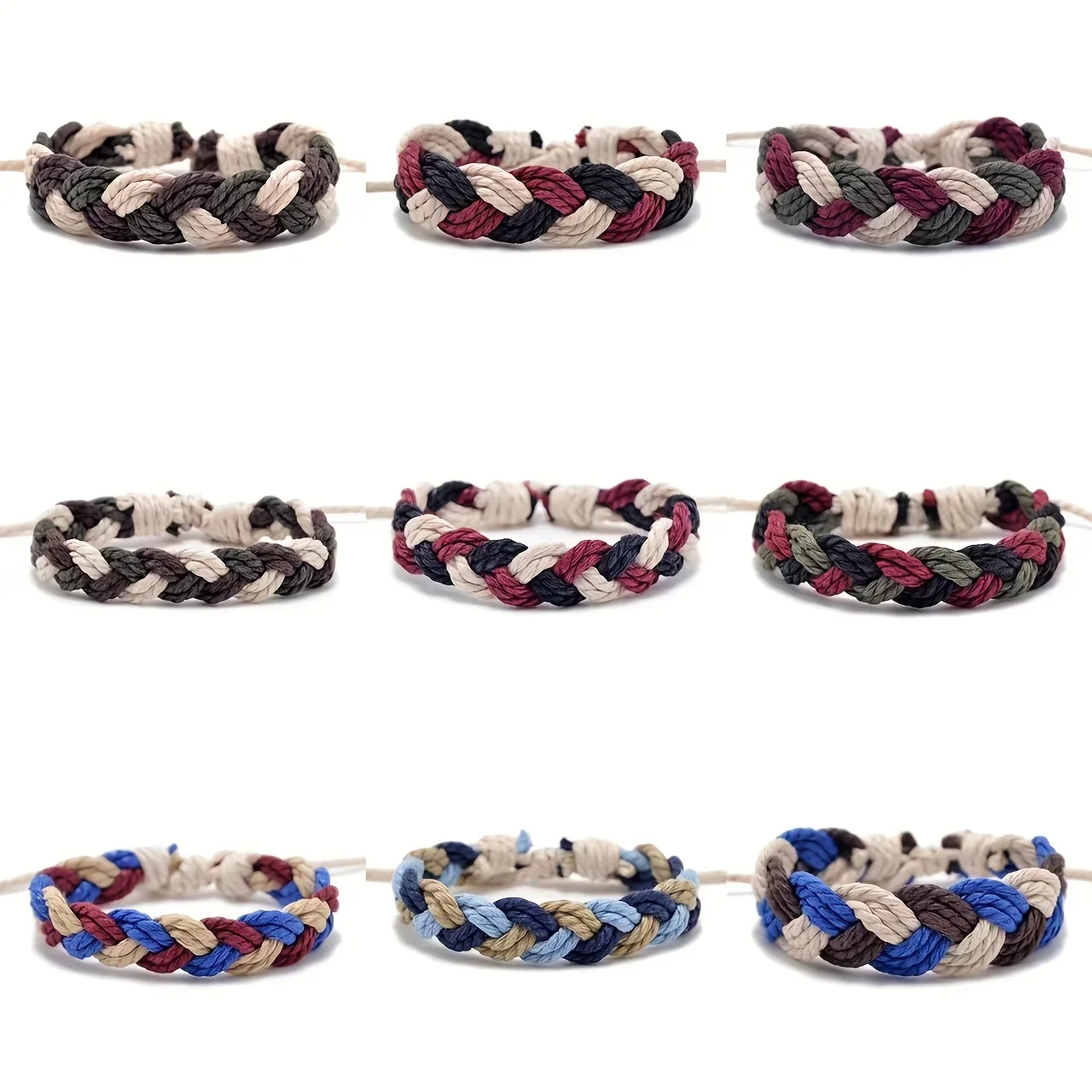 Мужской плетеный браслет с волнистой веревкой в стиле ретро