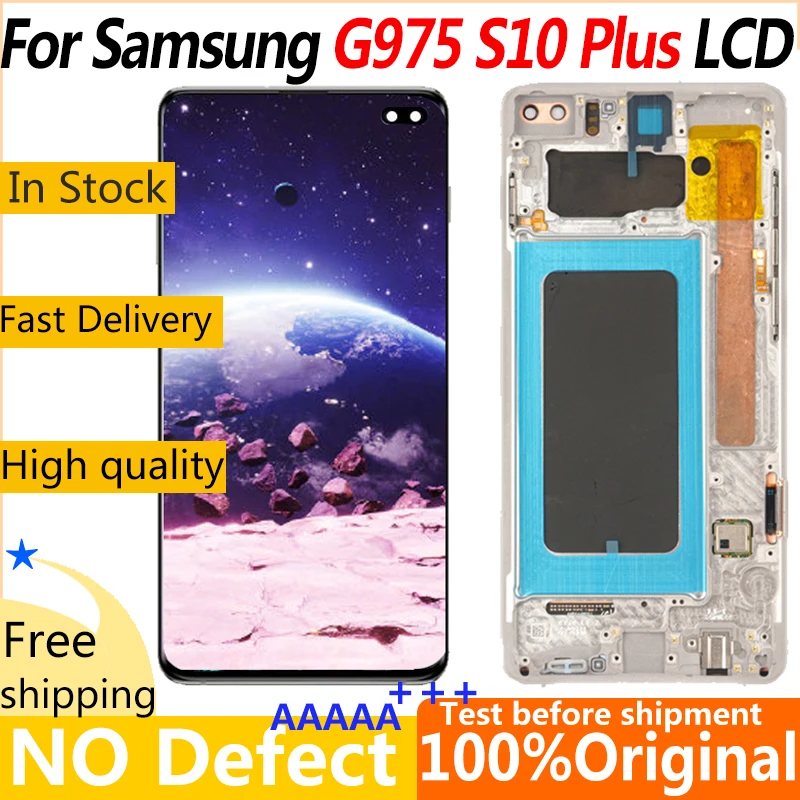 ЖК-дисплей AMOLED для Samsung S10 + G975 S10 Plus G975W G975F, сенсорный экран с дигитайзером в сборе, оригинал, 6,4 дюйма
ЖК-дисплей AMOLED для Samsung S10 + G975 S10 Plus G975W G975F, сенсорный экран с дигитайзером в сборе, оригинал, 6,4 дюйма