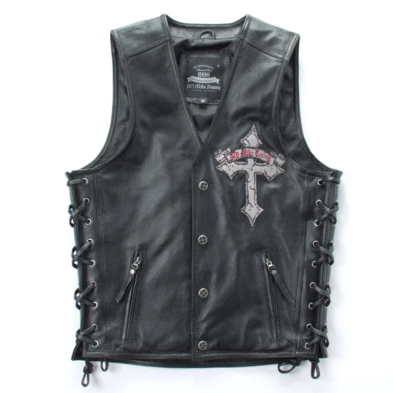 2023 Male Black Skull Cross Embroidery Vests Genuine Leather Slim Fit Soft Cowhide Biker Vest Vintage Designer Coats Plus Size
2023 Male Black Skull Cross Embroidery Vests Genuine Leather Slim Fit Soft Cowhide Biker Vest Vintage Designer Coats Plus Size