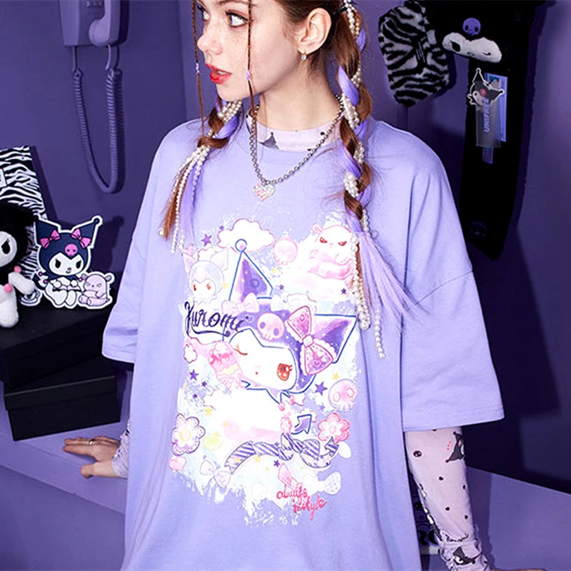 Футболка женская оверсайз с коротким рукавом и мультяшным принтом, белая/фиолетовая
Футболка женская оверсайз с коротким рукавом и мультяшным принтом, белая/фиолетовая