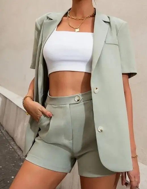 Two Piece Set Women Outfit 2023 Summer Fashion Solid Color Notched Collar Short Sleeved Shirt & Casual Pocket Design Shorts Set
Two Piece Set Women Outfit 2023 Summer Fashion Solid Color Notched Collar Short Sleeved Shirt & Casual Pocket Design Shorts Set