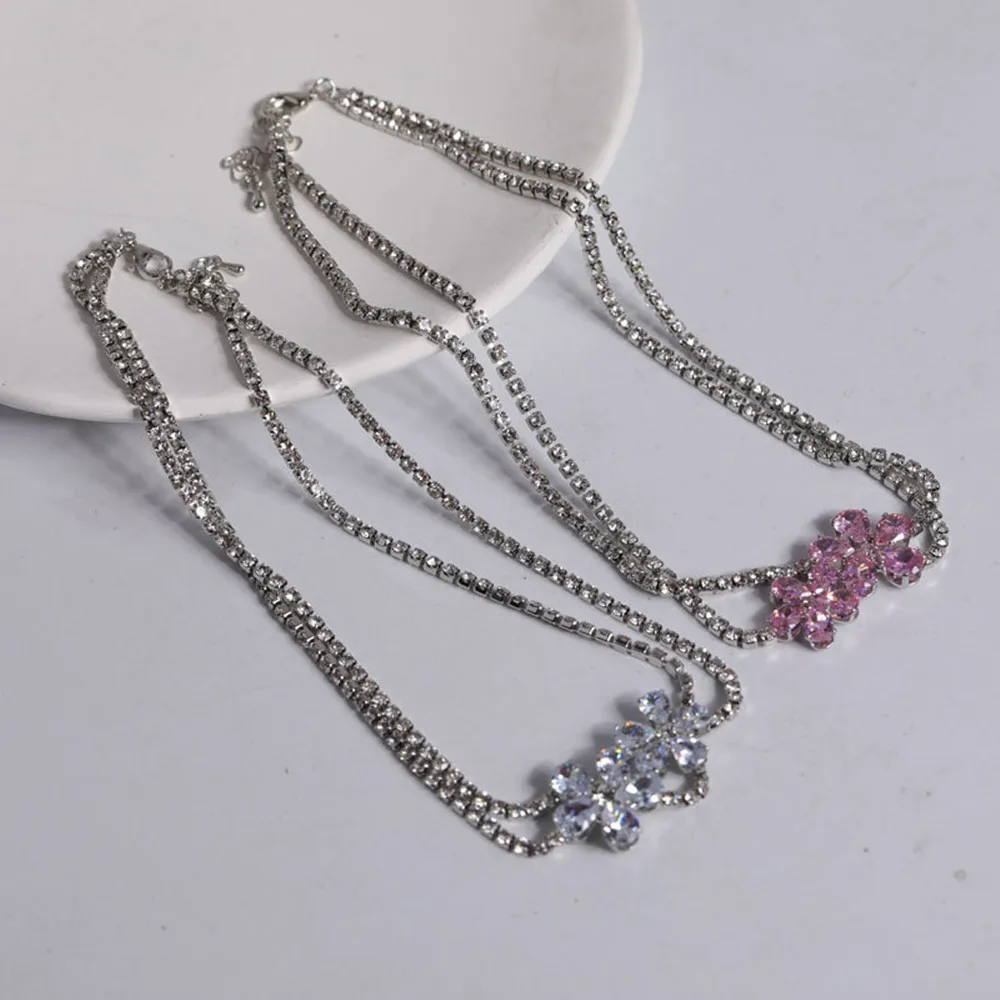 INS Delicate Zircon Flower Stone Rhinestone Multilayer Collar Statement Necklace for Women Crystal Charm Pink Choker Necklace
INS Delicate Zircon Flower Stone Rhinestone Multilayer Collar Statement Necklace for Women Crystal Charm Pink Choker Necklace