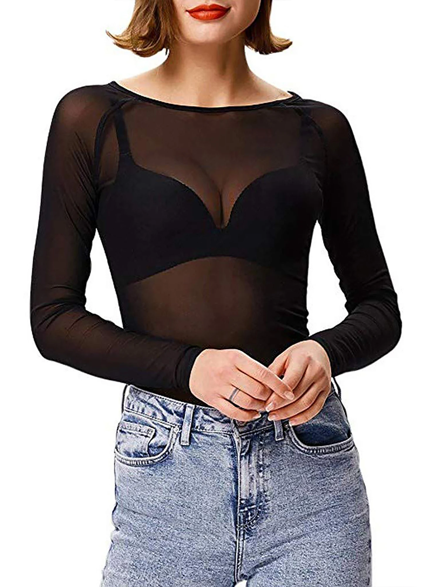 Sexy Pullover Solid None All-Season Long Sleeve Crew neck Sheer Regular Women Polyester T-Shirt
Sexy Pullover Solid None All-Season Long Sleeve Crew neck Sheer Regular Women Polyester T-Shirt