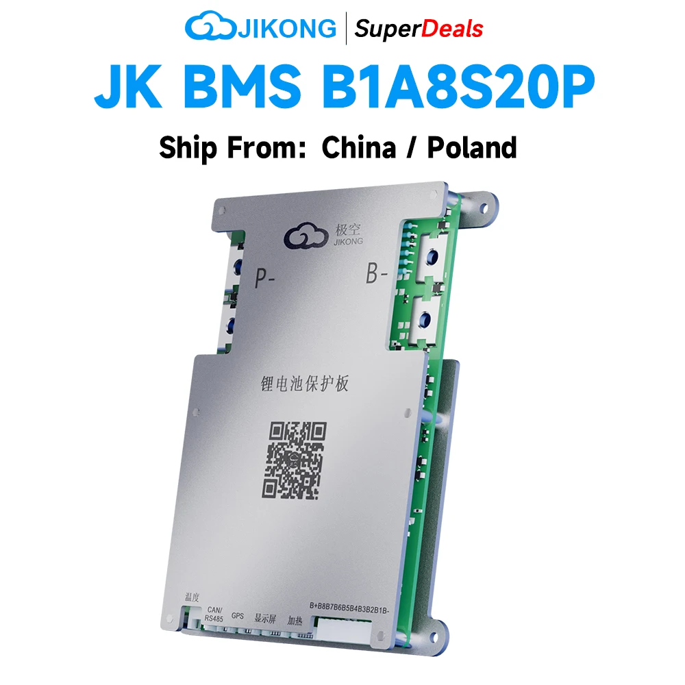 

Smart JIKONG BMS B1A8S20P with BT CAN RS485 Heat 1A Active Balance 3S~8S LiFePo4 Li-ion 18650 Battery 200A Charge Protect JK BMS
