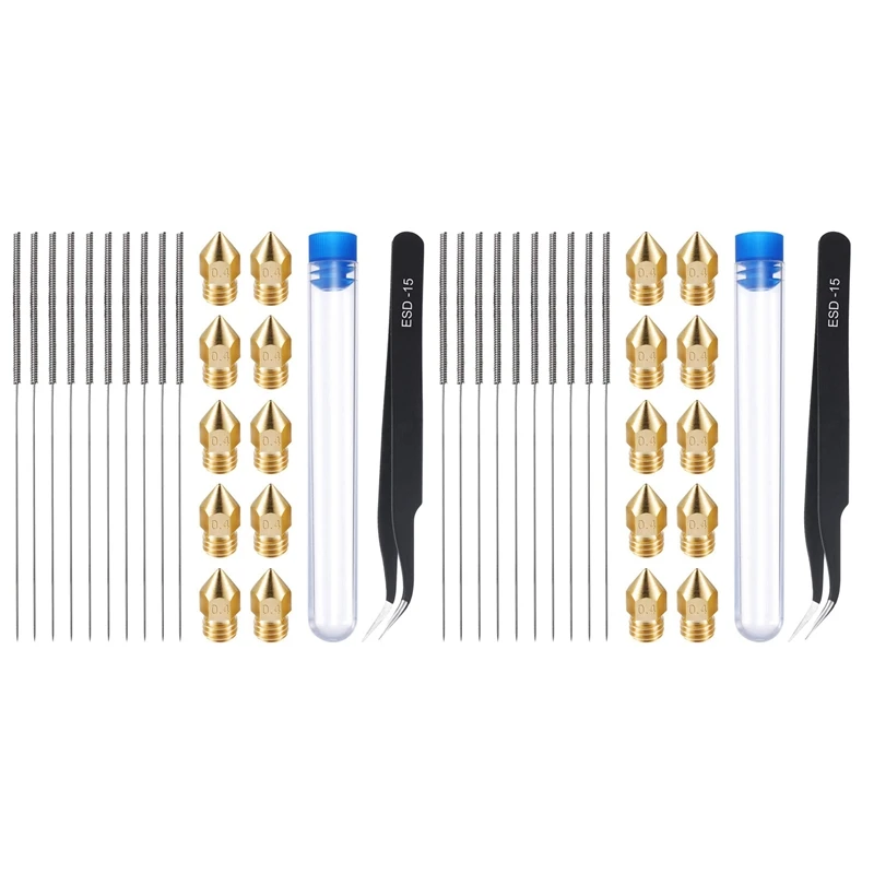 42 Pieces 3D Printer Nozzle and Cleaning Kit 0.4 mm Mk8 Nozzles 0.4 mm Needles and 2 Pack Tweezers Tool Kit
42 Pieces 3D Printer Nozzle and Cleaning Kit 0.4 mm Mk8 Nozzles 0.4 mm Needles and 2 Pack Tweezers Tool Kit