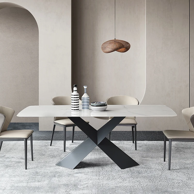 Italian rock plate dining table rectangular modern dining table light luxury rock plate dining table and chair combination
Italian rock plate dining table rectangular modern dining table light luxury rock plate dining table and chair combination