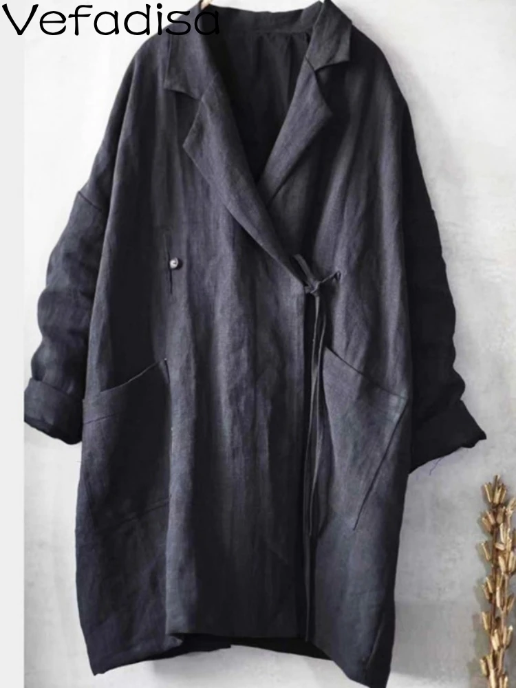 Vefadisa 2023 Spring Autumn Lapel Trench Coat Loose Retro Solid Color Double Flax Lacing Strap Trench Coat Women's LHX3749
Vefadisa 2023 Spring Autumn Lapel Trench Coat Loose Retro Solid Color Double Flax Lacing Strap Trench Coat Women's LHX3749