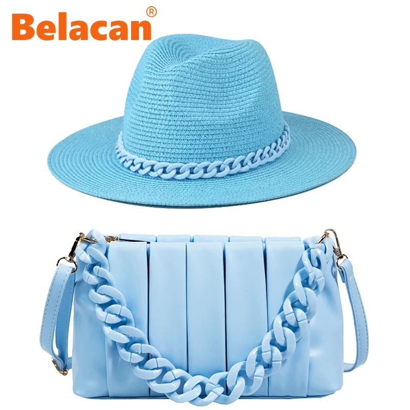 Straw Hat For Women Summer 2022 Luxury Accessories Large Chain Bag Hat Set Ladies Leather Bag Tote Beach Travel Sunshade Sun Hat
Straw Hat For Women Summer 2022 Luxury Accessories Large Chain Bag Hat Set Ladies Leather Bag Tote Beach Travel Sunshade Sun Hat