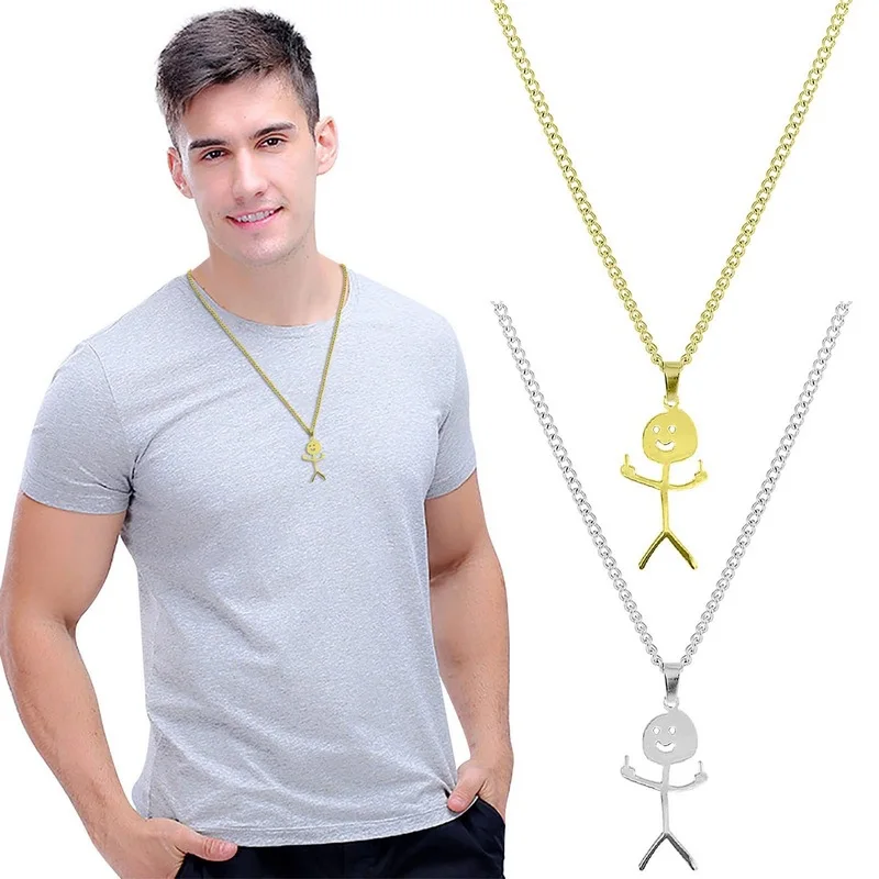 Men's Necklace Stainless Steel Hand Gesture Charm Clavicle Necklaces Funny Doodle Man Middle Finger Punk Style Jewelry Dropshipp
Men's Necklace Stainless Steel Hand Gesture Charm Clavicle Necklaces Funny Doodle Man Middle Finger Punk Style Jewelry Dropshipp