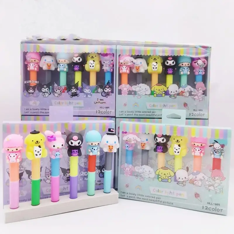 6Pcs Sanrio Color Pen Kawaii Mymelody Kuromi Cinnamoroll Cartoon 12 Color Double Section Fluorescent Pen Student Color Marker
6Pcs Sanrio Color Pen Kawaii Mymelody Kuromi Cinnamoroll Cartoon 12 Color Double Section Fluorescent Pen Student Color Marker
