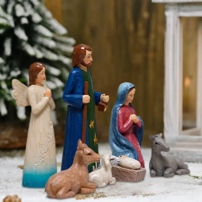 

Статуя на тему Рождества, сцена на Рождество, детская кроватка с Иисусом, статуэтка для детской церкви, рождественский подарок, украшение для дома