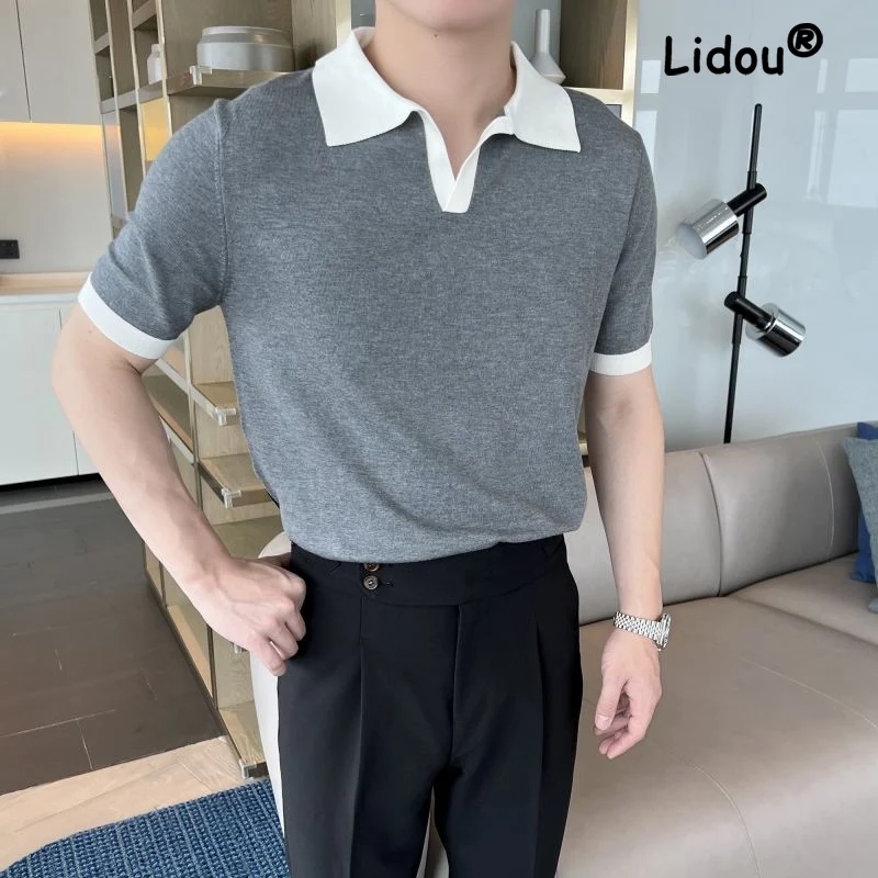 Trendy Brand England Vintage Contrasting Colors Knitting Shirt Male Business High End Temperament Polo Collar Short Sleeve Top
Trendy Brand England Vintage Contrasting Colors Knitting Shirt Male Business High End Temperament Polo Collar Short Sleeve Top
