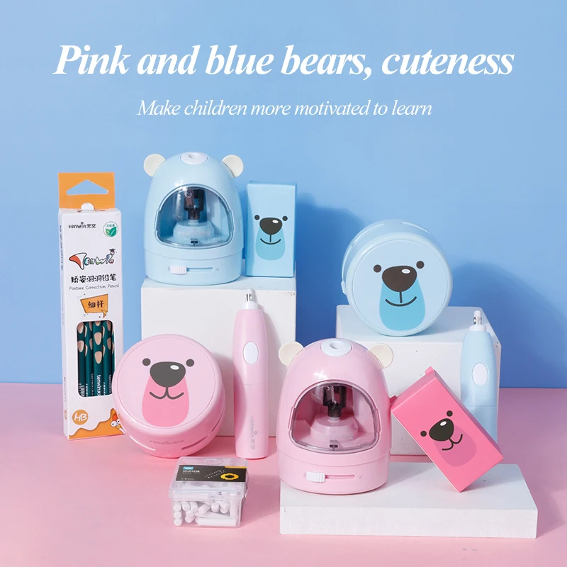Kids Bear Electric Stationery Set Sharpener Cleaner Eraser Pencil Extender Creative Stationery Children School Supplies Gifts
Kids Bear Electric Stationery Set Sharpener Cleaner Eraser Pencil Extender Creative Stationery Children School Supplies Gifts