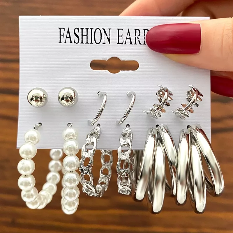 Vintage Gold Silver Color Metal Chain Hoop Earrings Set For Women Fashion Pearl Circle Hoop Earrings 2022 Trend Jewelry
Vintage Gold Silver Color Metal Chain Hoop Earrings Set For Women Fashion Pearl Circle Hoop Earrings 2022 Trend Jewelry