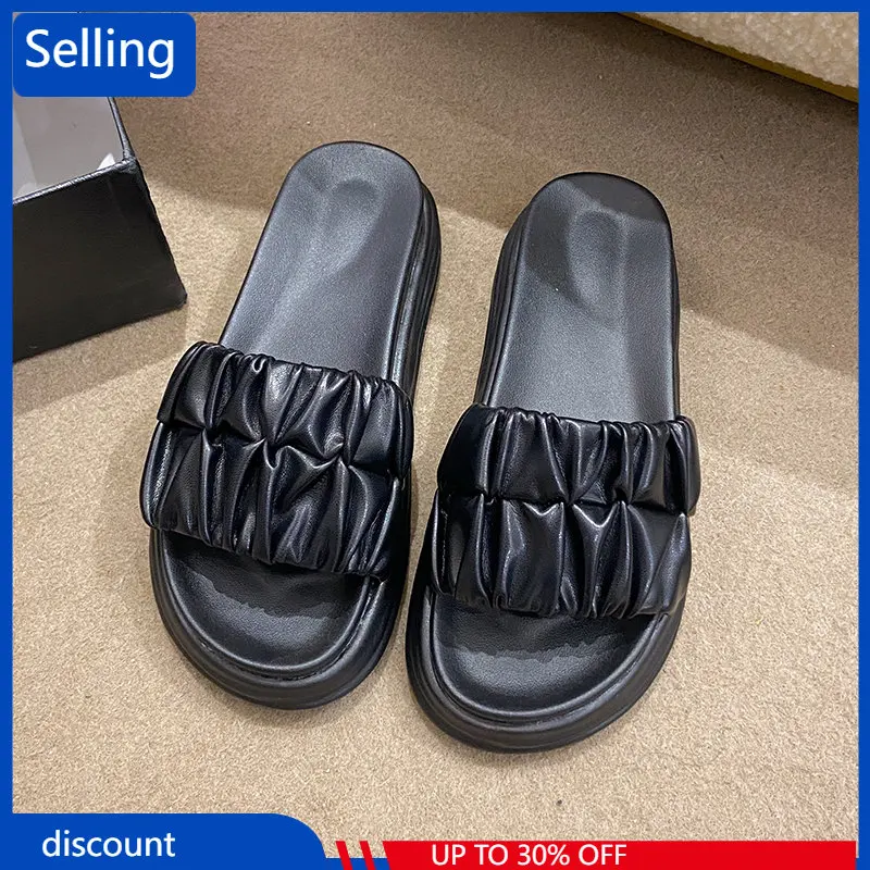 Женские летние однотонные пикантные тапочки, модная удобная обувь с открытым носком на толстой подошве для улицы, новинка 2023
Женские летние однотонные пикантные тапочки, модная удобная обувь с открытым носком на толстой подошве для улицы, новинка 2023