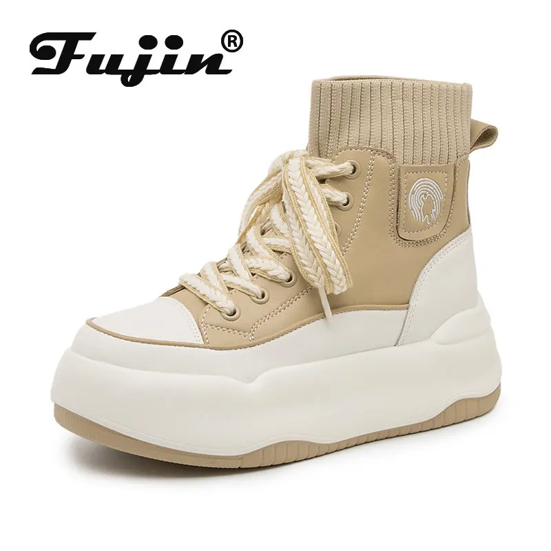 Fujin 5cm New Sock Genuine Leather Platform Wedge Boots for Women Spring Autumn Shoes Breathable Sneakers Females Ankle Booties
Fujin 5cm New Sock Genuine Leather Platform Wedge Boots for Women Spring Autumn Shoes Breathable Sneakers Females Ankle Booties