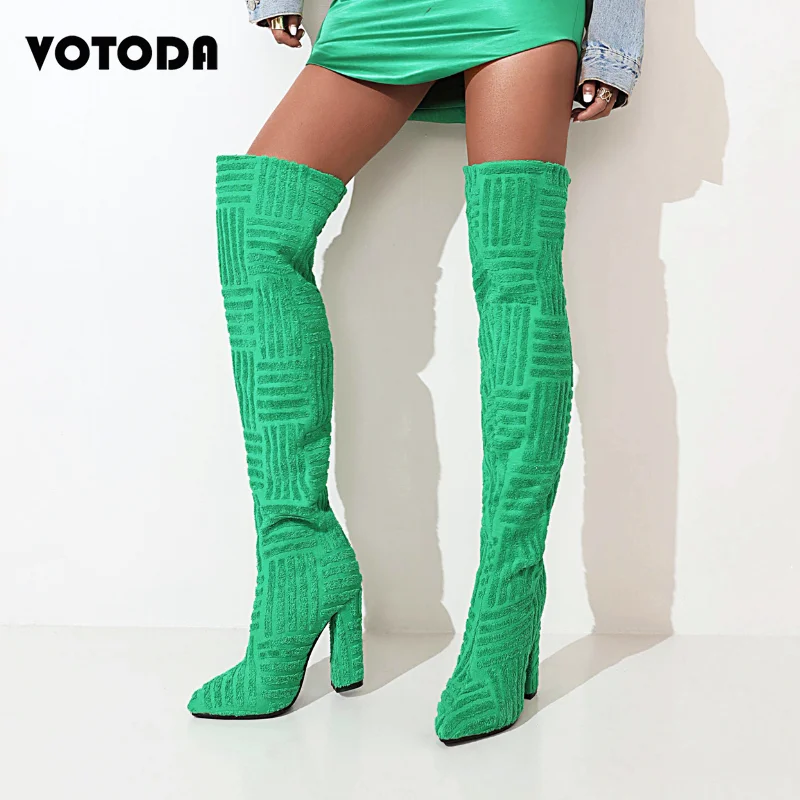 New Winter Women Over The Knee Boots Chunky Heel Pointed Toe High Heel Boots Green Terry Cloth Shoes Ladies Brand Shoe Plus Size
New Winter Women Over The Knee Boots Chunky Heel Pointed Toe High Heel Boots Green Terry Cloth Shoes Ladies Brand Shoe Plus Size
