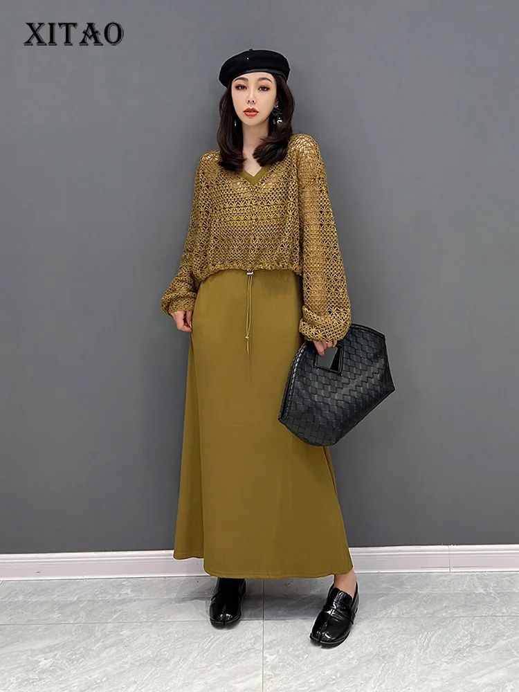 XITAO Solid Color Knitting Dress Fashion Hollow Out Hook Flower Sweater Pullover Top Two Pieces Sets Autumn Casual New WLD9104
XITAO Solid Color Knitting Dress Fashion Hollow Out Hook Flower Sweater Pullover Top Two Pieces Sets Autumn Casual New WLD9104