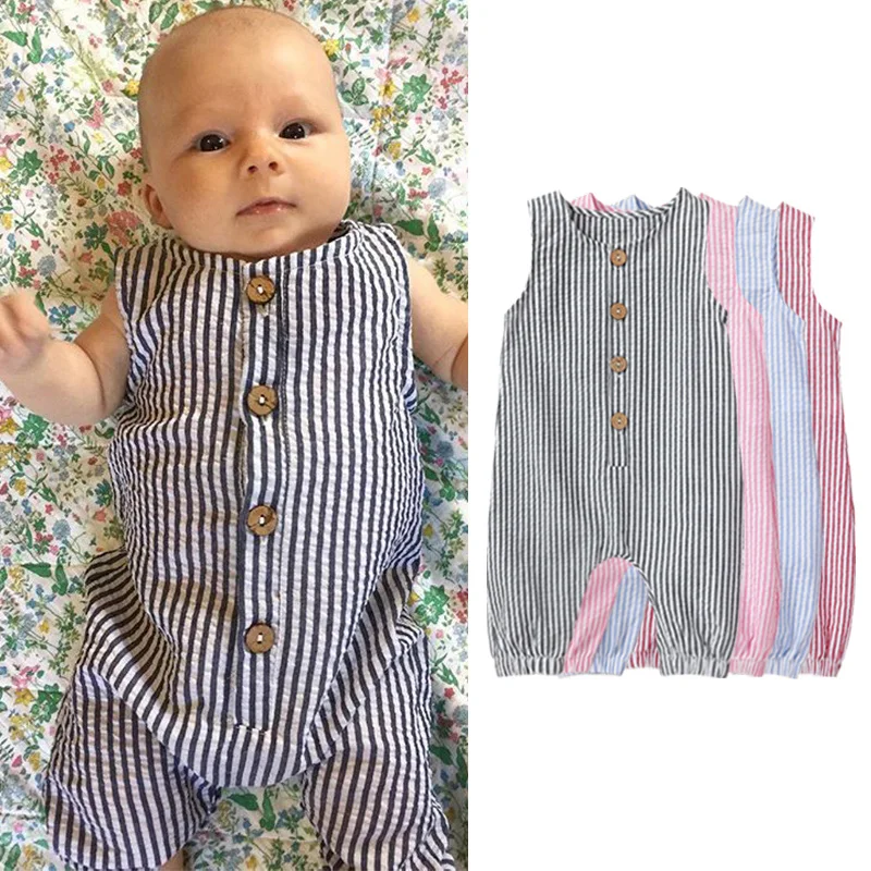 Newborn Baby Unisex Clothes Cotton Striped Summer Thin Sleeveless Rompers 0-18M One Piece Jumpsuit Bebe Clothes
Newborn Baby Unisex Clothes Cotton Striped Summer Thin Sleeveless Rompers 0-18M One Piece Jumpsuit Bebe Clothes