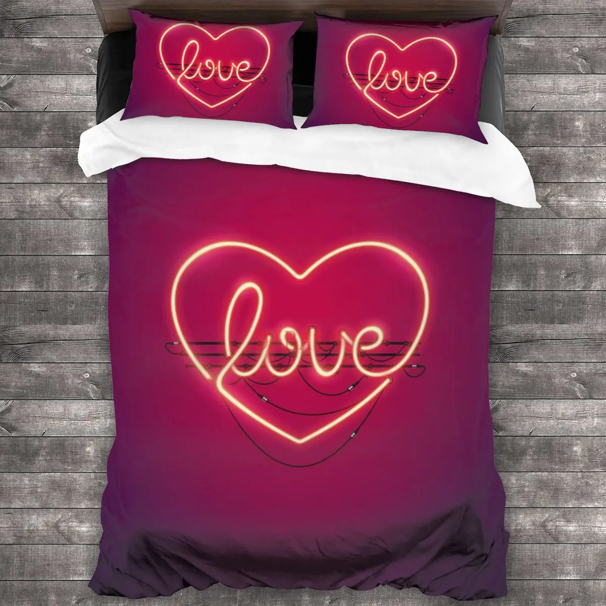 Love Heart Neon Sign Soft Microfiber Comforter Set with 2 Pillowcase, Quilt Cover With Zipper Closure King Size Comforter Cover
Love Heart Neon Sign Soft Microfiber Comforter Set with 2 Pillowcase, Quilt Cover With Zipper Closure King Size Comforter Cover