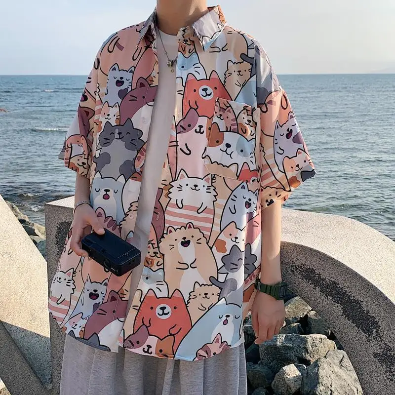Hawaiian Beach Button Up Shirt Women and Men Handsome Short Sleeve Shirt Loose Cute Cat Animal Cartoon Full Print Shirt Men Tops
Hawaiian Beach Button Up Shirt Women and Men Handsome Short Sleeve Shirt Loose Cute Cat Animal Cartoon Full Print Shirt Men Tops